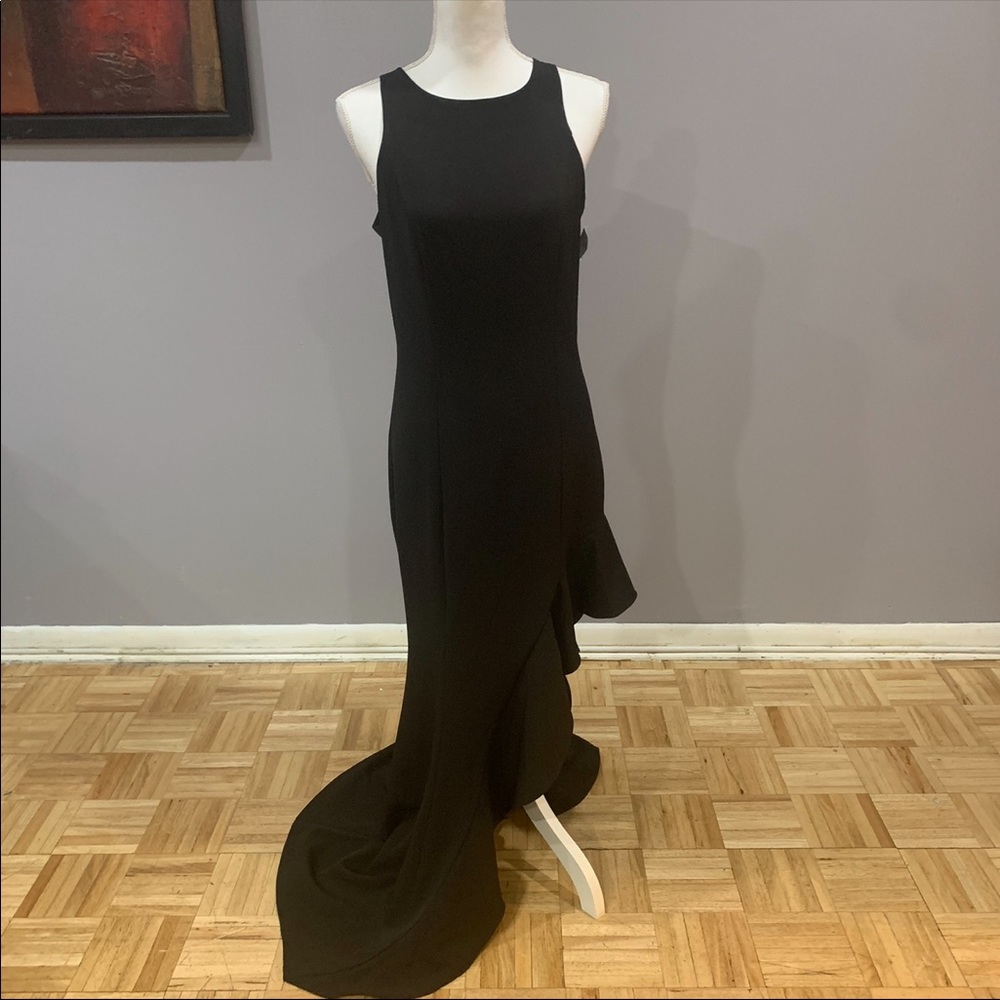 Jay Godfrey Long asymmetrical gown with ruffles